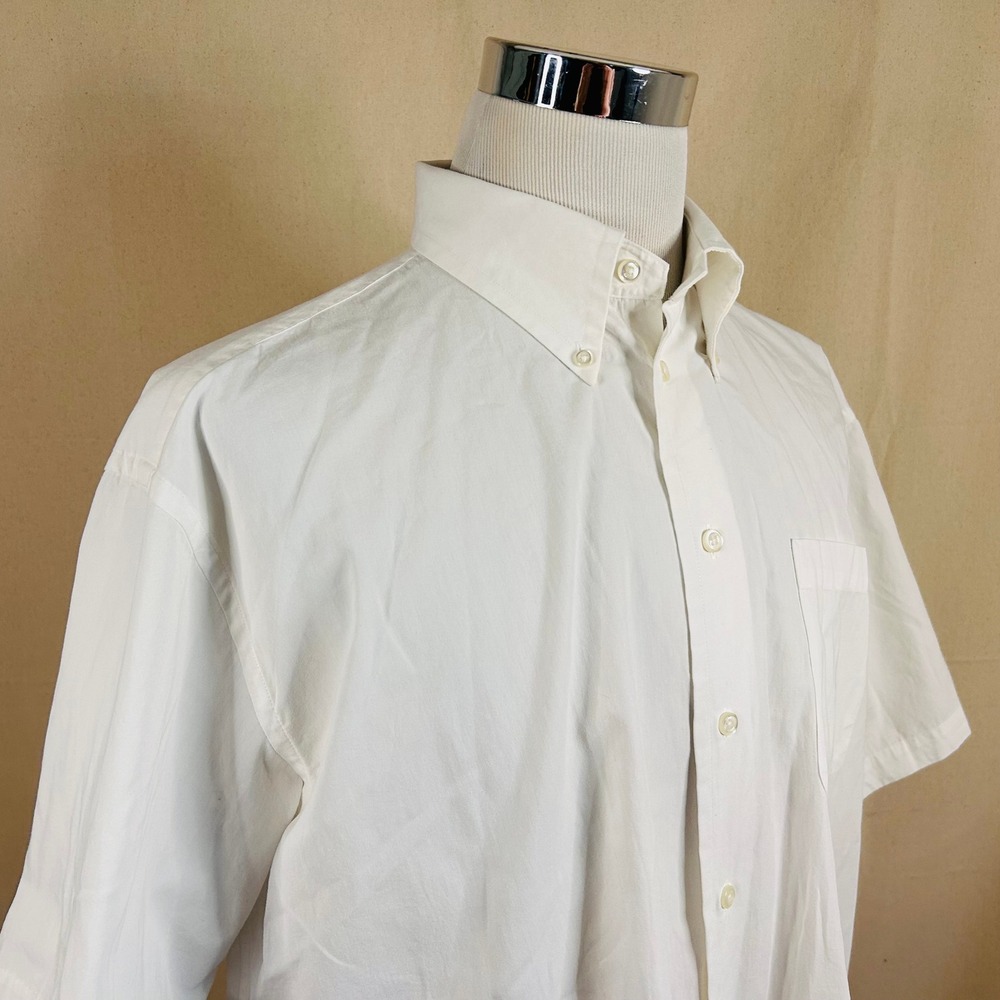 Nautica XL Regular Fit Button Down Shirt White Solid Short Sleeve Casual Mens